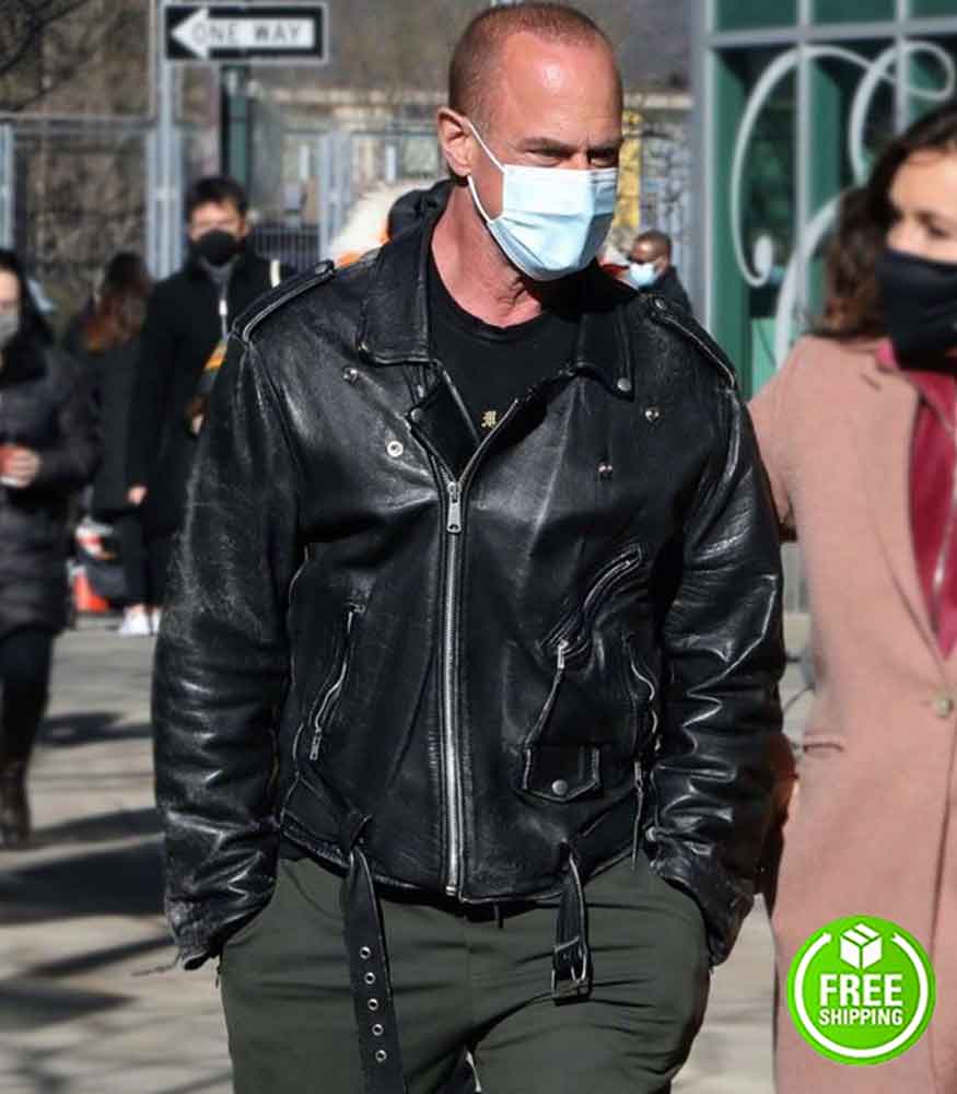 LAW AND ORDER: ORGANIZED CRIME CHRISTOPHER MELONI (ELLIOT STABLER) BLACK LEATHER JACKET