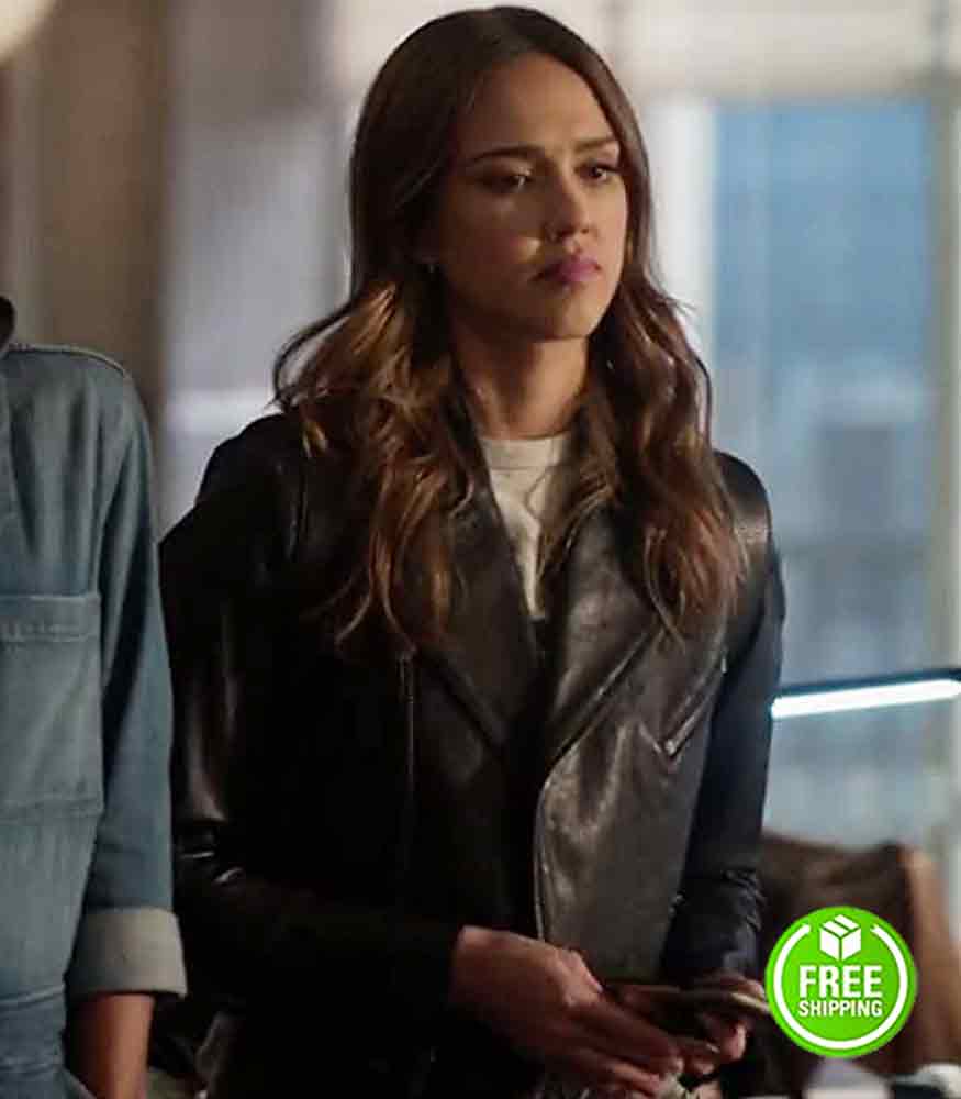 L.A.’s FINEST JESSICA ALBA (NANCY MCKENNA) BLACK LEATHER JACKET