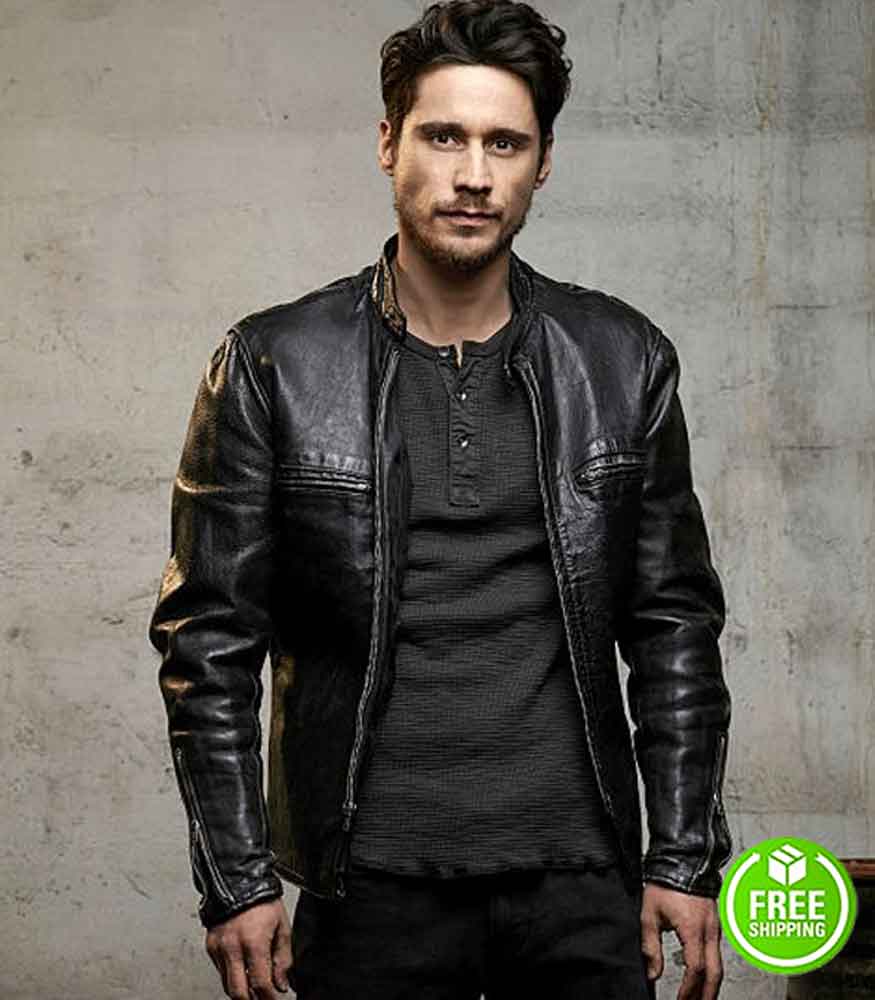 QUEEN OF THE SOUTH PETER GADIOT (JAMES VALDEZ) BLACK LEATHER JACKET