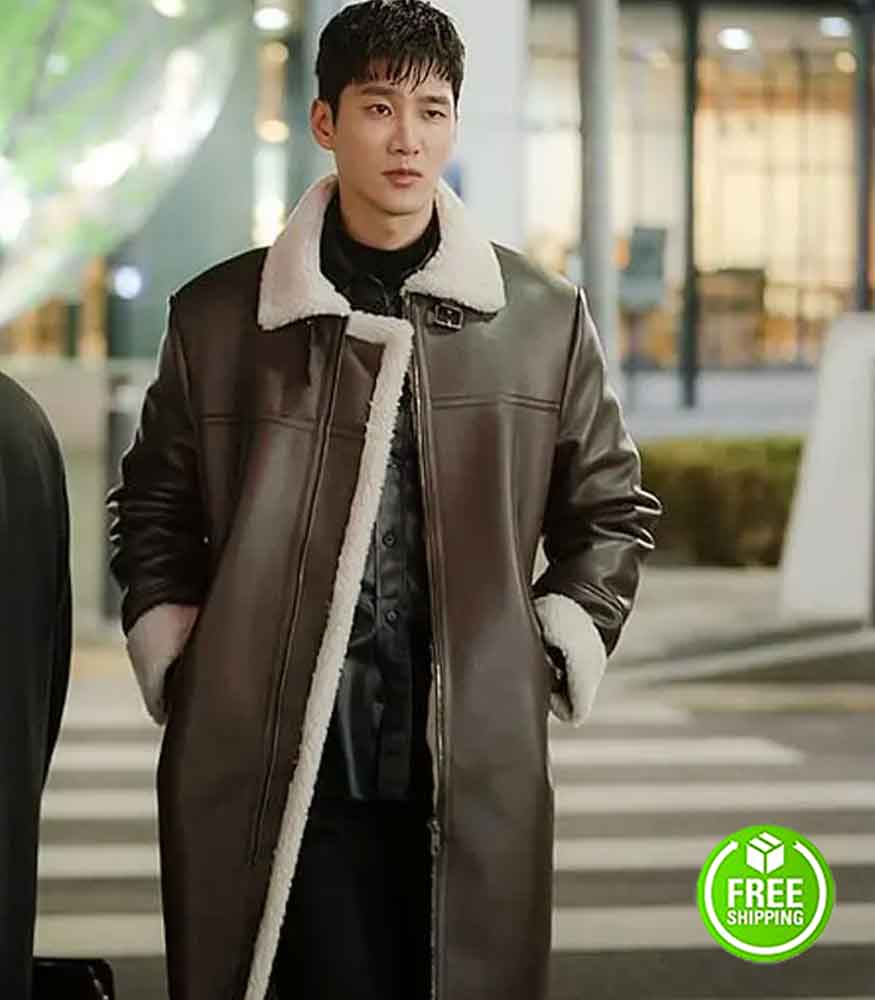 ITAEWON CLASS AHN BO-HYUN (JANG GEUN WON) SHEARLING BROWN LEATHER COAT