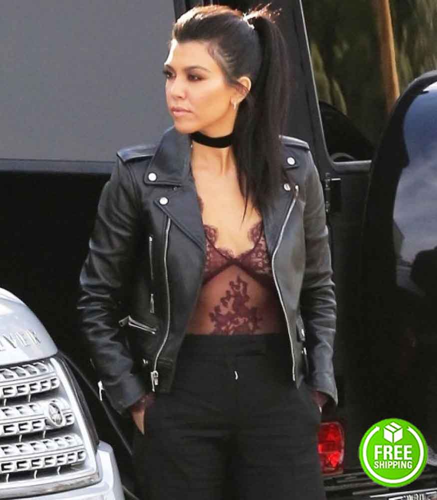 KOURTNEY KARDASHIAN BLACK LEATHER JACKET
