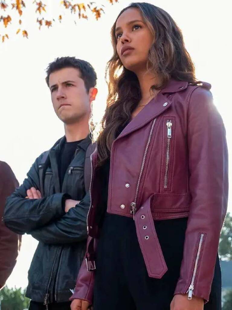 13 Reasons Why Alisha Boe (Jessica Davis) Maroon Leather Jacket