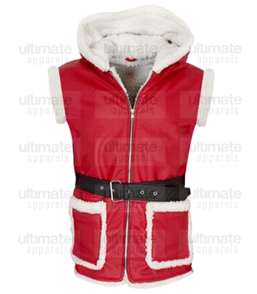 Santa Claus Red Hooded Shearling Vest