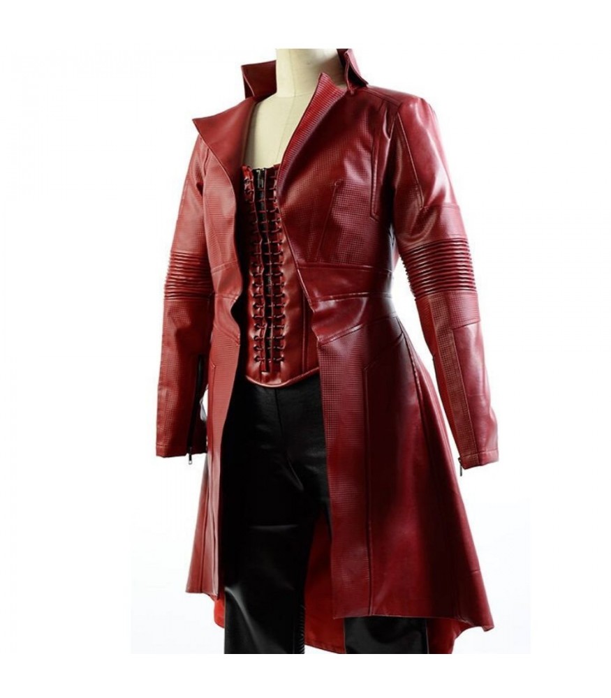 Captain America Civil War Elizabeth Olsen (Scarlet Witch) Leather Coat