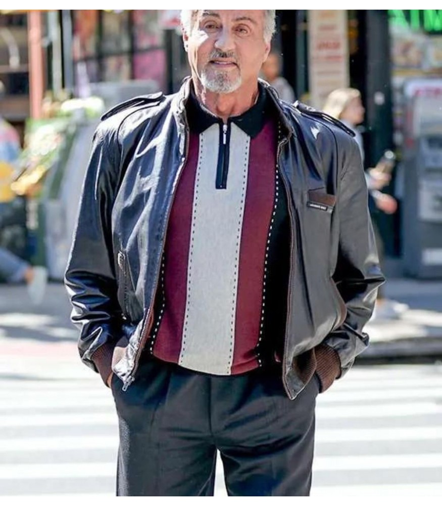 Tulsa King (Dwight Manfredi) Sylvester Stallone Black Leather Jacket