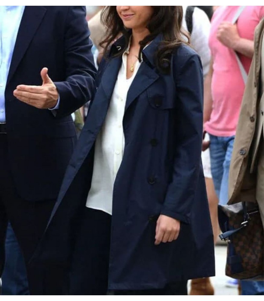 Inferno Felicity Jones (Sienna Brooks) Blue Cotton Coat
