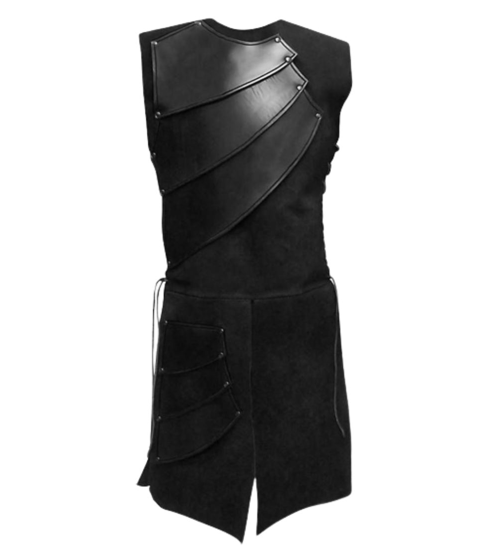 Men's Medieval Sleeveless Black Leather Costume