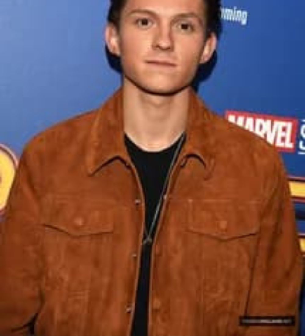 Spiderman Homecoming Tom Holland (Peter Parker) Brown Suede Leather Jacket