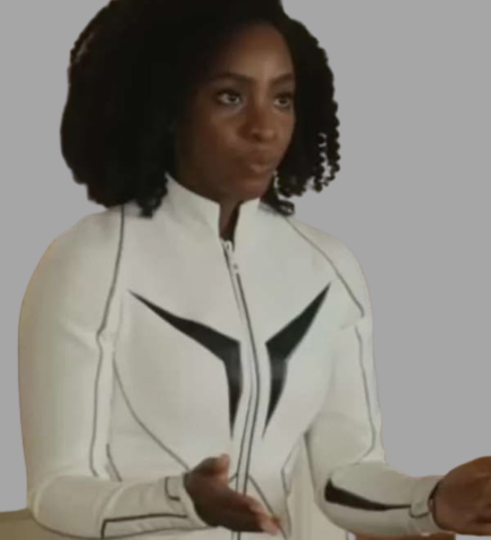 The Marvels 2023 Teyonah Parris (Monica Rambeau) White Leather Jacket