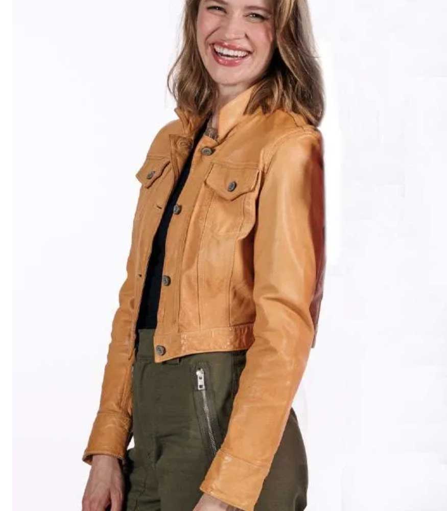 The Love Club 2023 Camille Stopps (Tara Williams) Brown Leather Jacket