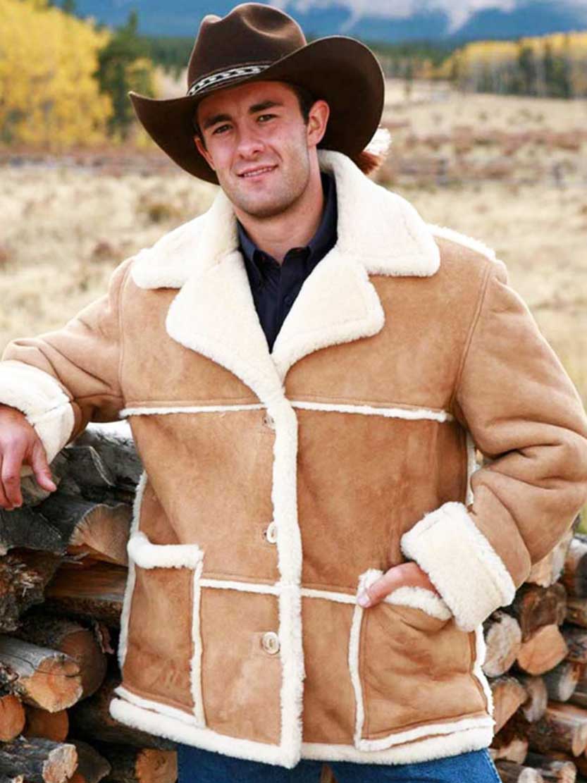 Marlboro Man Shearling Brown Suede Leather Jacket