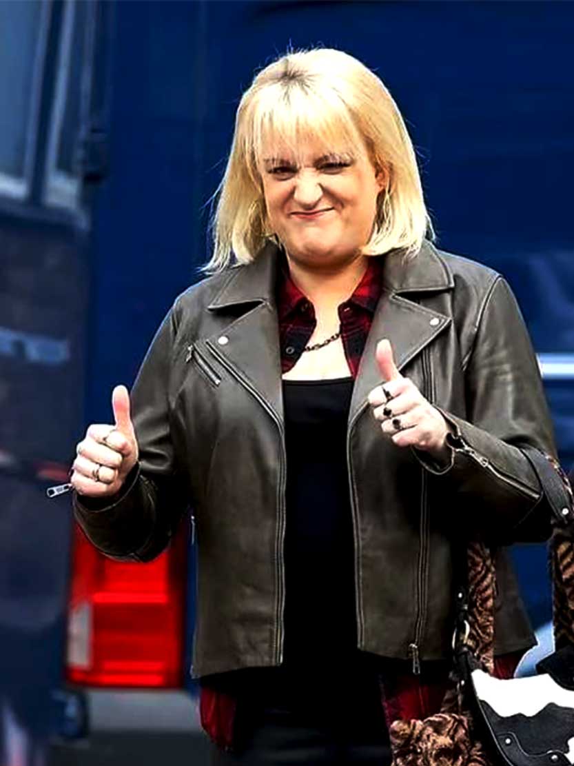 Rain Dogs 2023 Daisy May Cooper (Costello) Black Leather Jacket