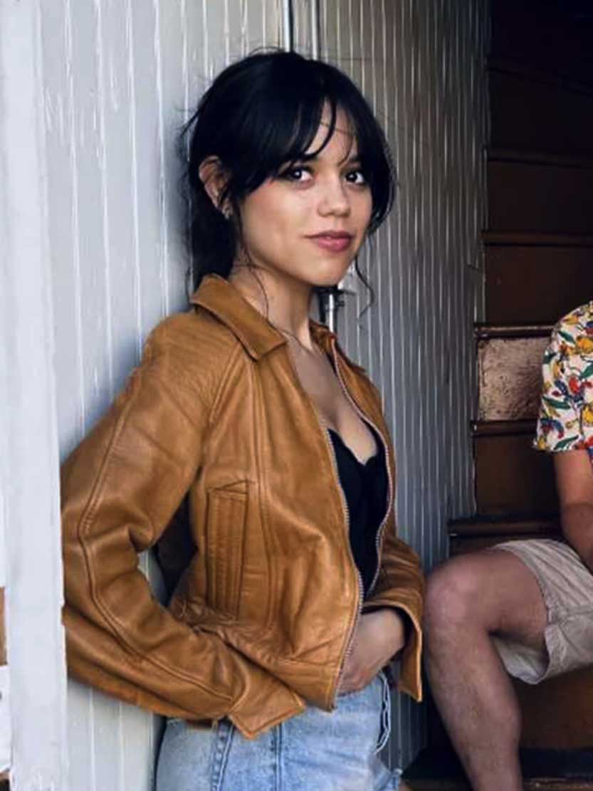 Finestkind Jenna Ortega Brown Leather Jacket