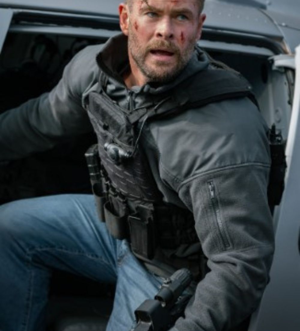 Extraction 2 2023 Chris Hemsworth (Tyler Rak) Grey leather Jacket
