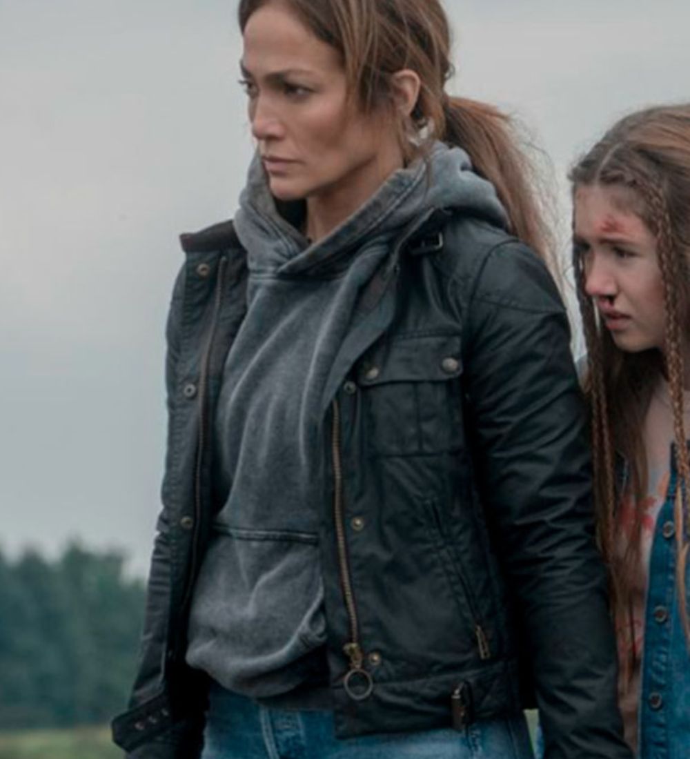 The Mother 2023 Jennifer Lopez (the Mother) Black Leather Jacket