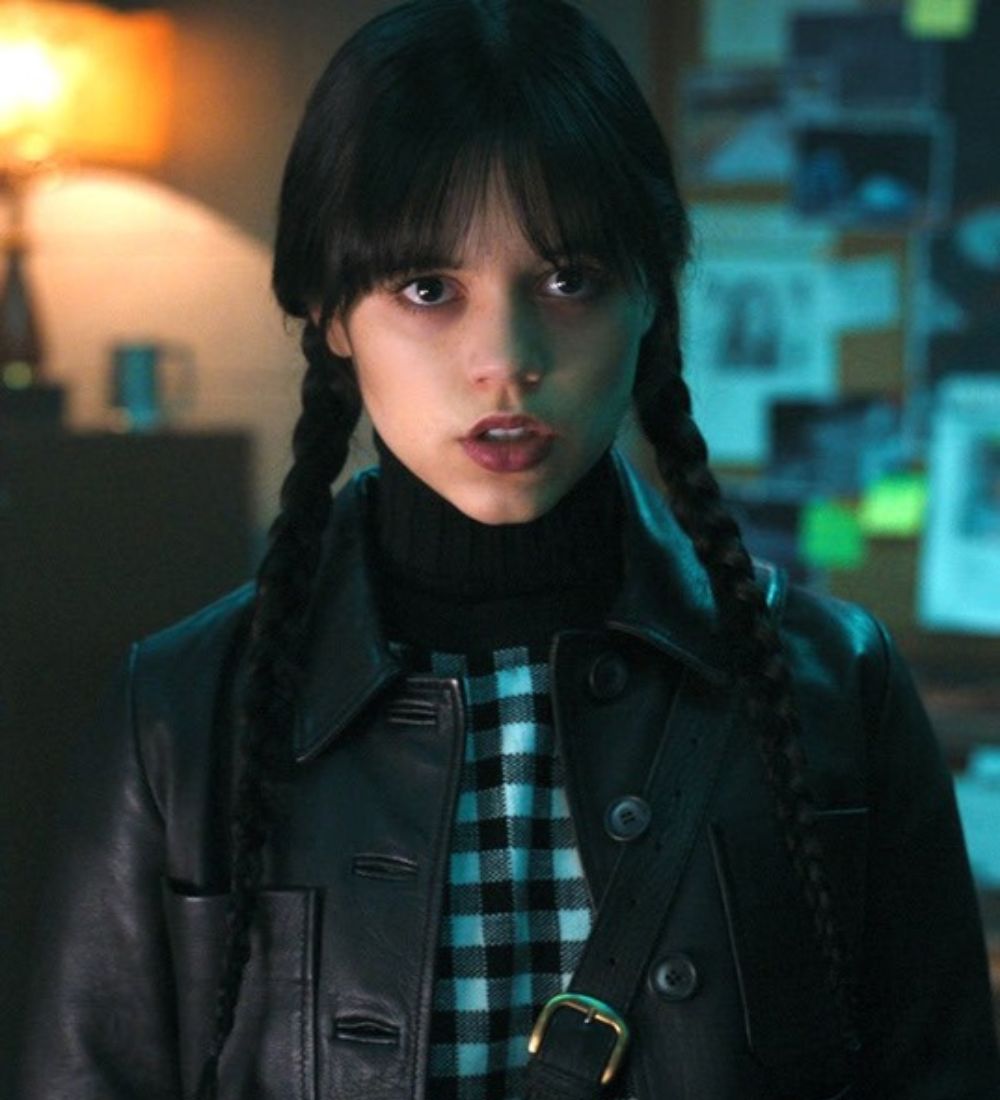 Wednesday Jenna Ortega (Wednesday Addams) Black Leather Jacket