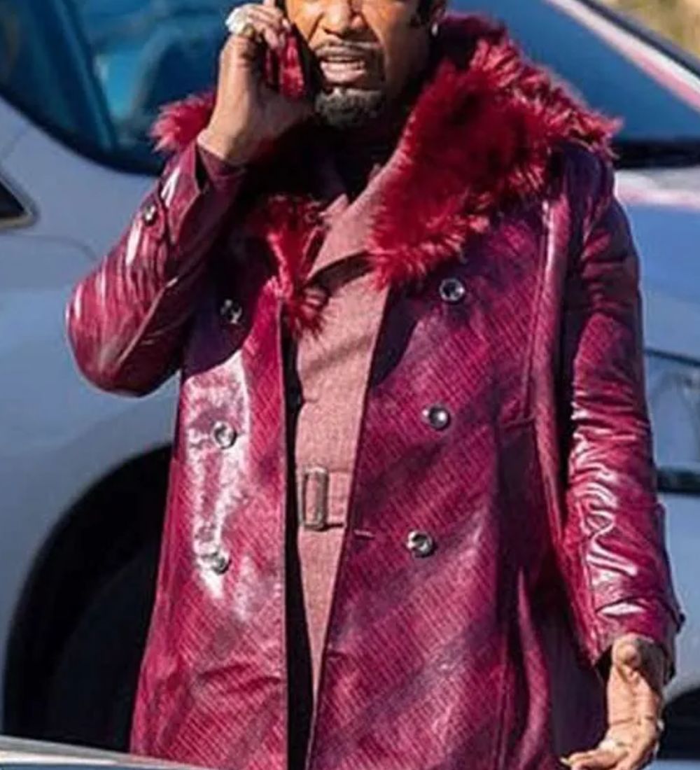 They Cloned Tyrone 2023 Jamie Foxx (Slick Charles) Purple Leather Coat