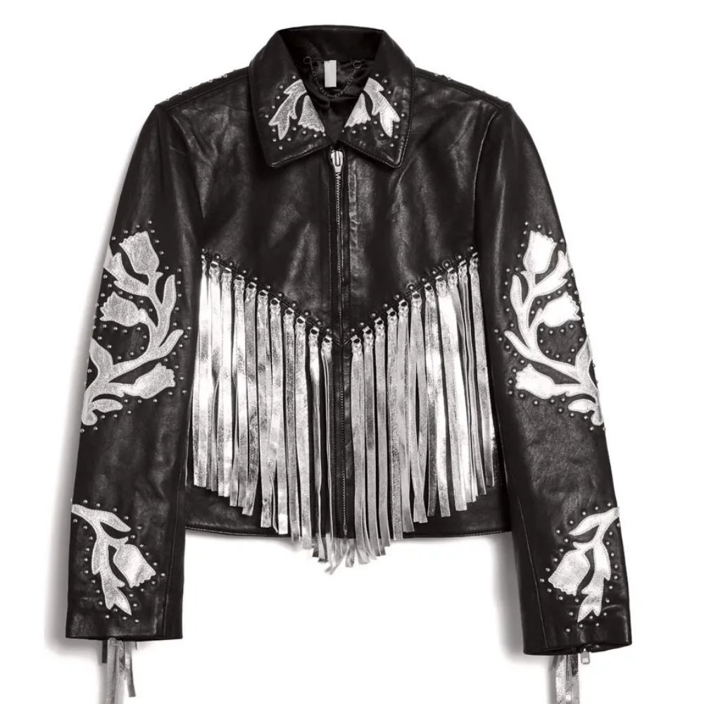 Birds of Prey Harley Quinn Fringe Black Leather Jacket