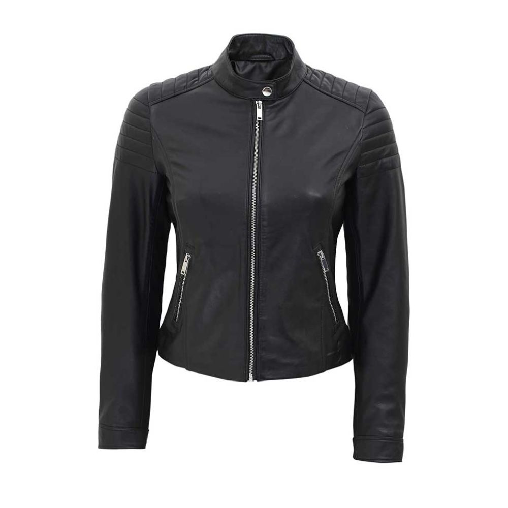 Women's Carrie Slim-fit Black Leather Jacket