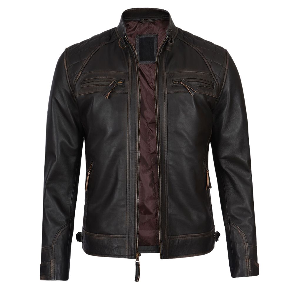 Claude Men's Dark Brown Vintage Leather Jacket