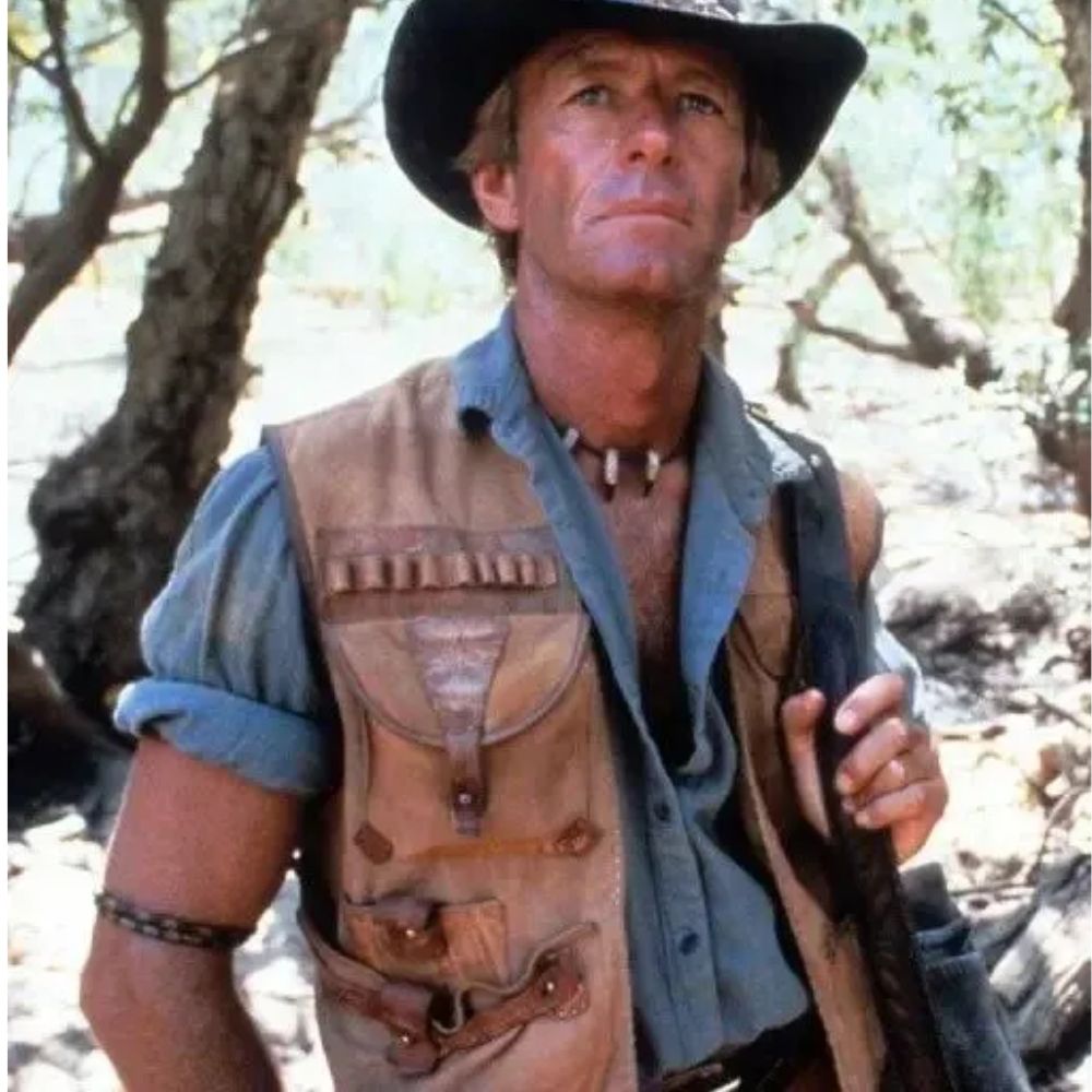 Crocodile Dundee Paul Hogan Brown Leather Vest