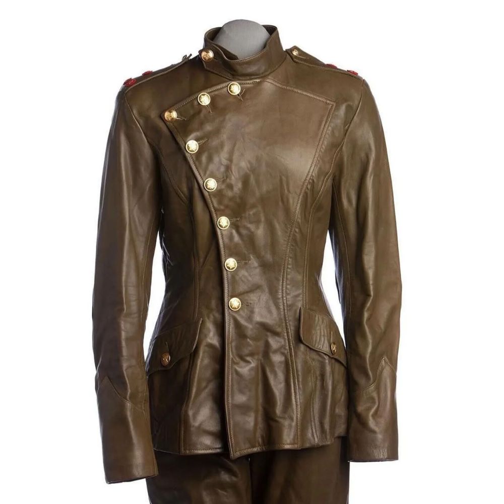 GOLDENEYE XENIA ONATOPP MILITARY BROWN LEATHER JACKET
