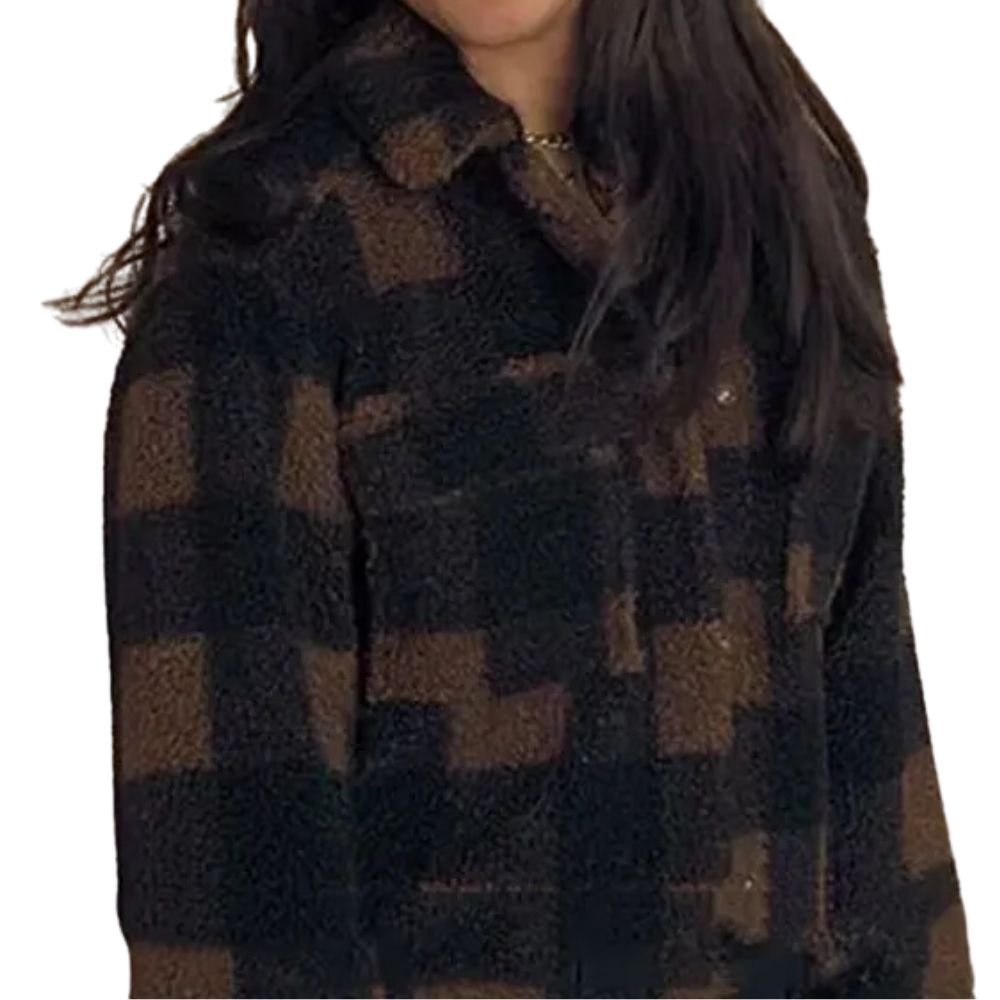 LOVE, VICTOR SEASON 03 PILAR SALAZAR BROWN CHECKERED JACKET