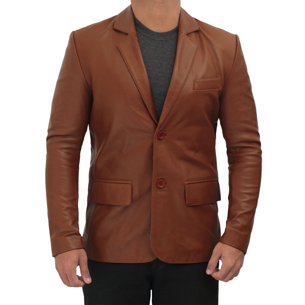 mens-cognac-brown-leather-blazer