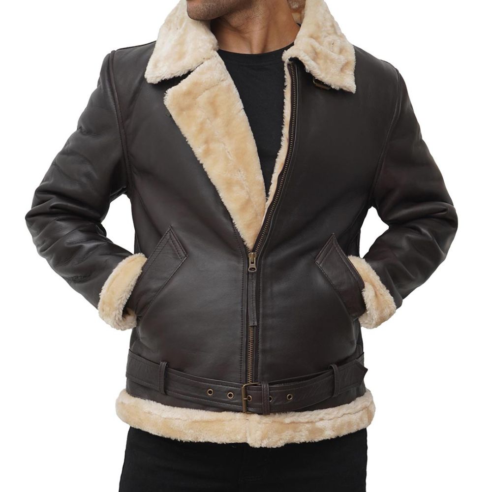 Men's Dark Brown Shearling Leather Jacket