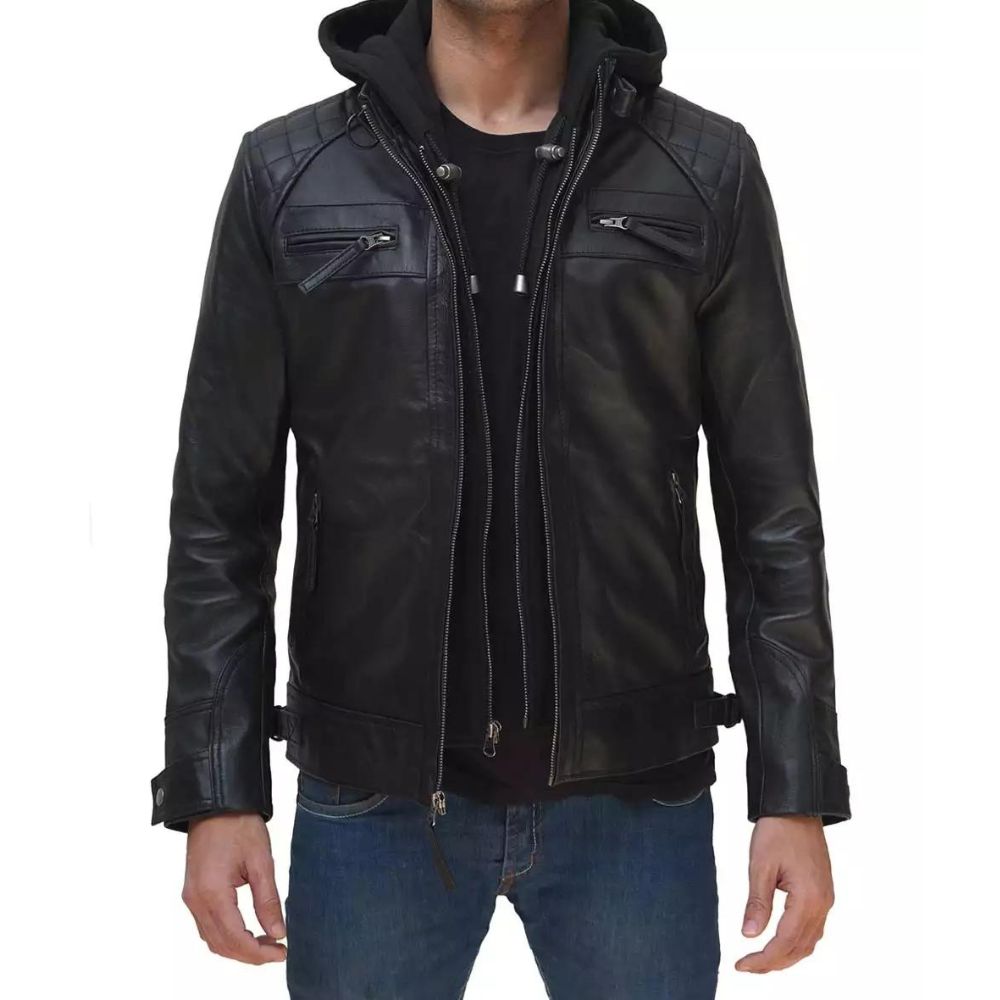 Men's Slimfit Black Biker Leather Jacket