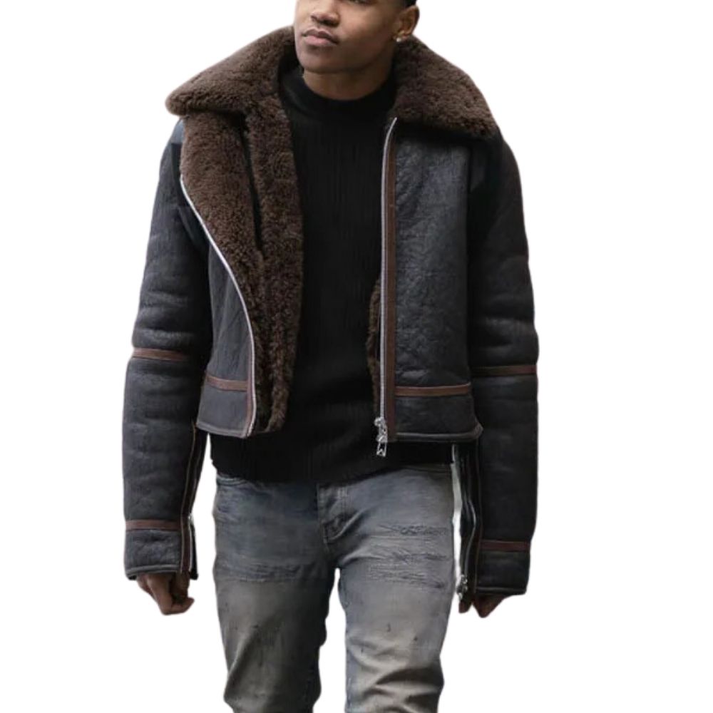 Power Book Ii Ghost Tariq St Patrick Brown Shearling Leather Jacket