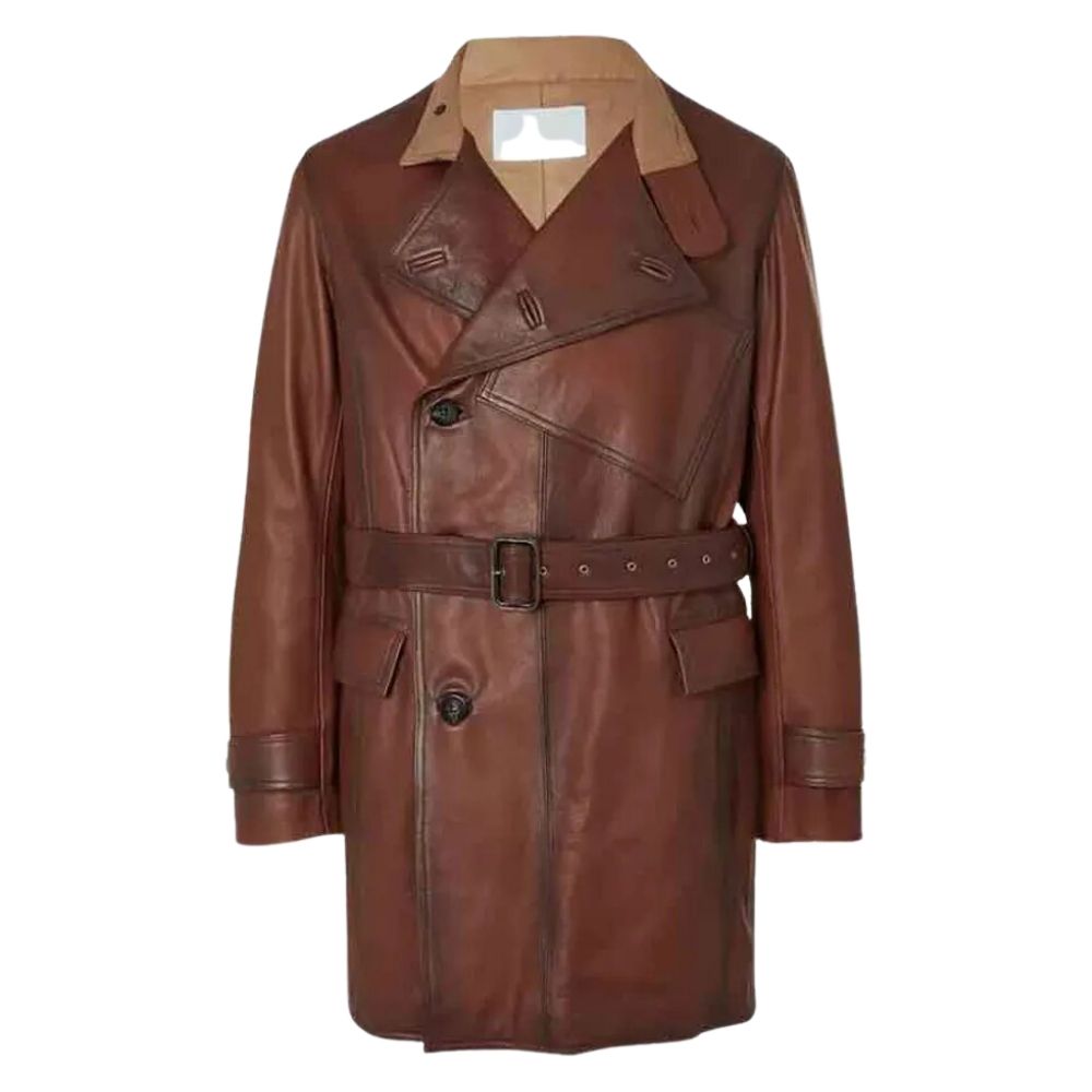 THE KINGSMAN ORLANDO OXFORD BROWN LEATHER COAT