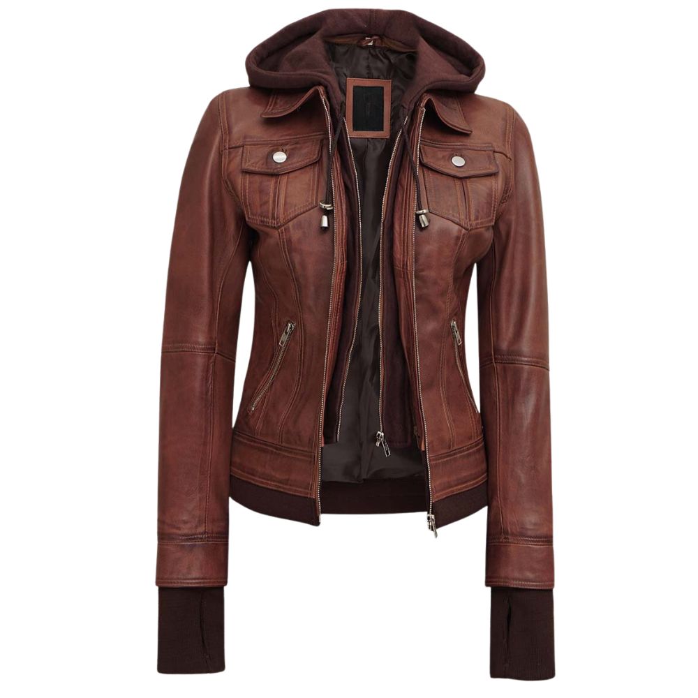 Tralee Womens Dark Brown Leather Bomber Jacket