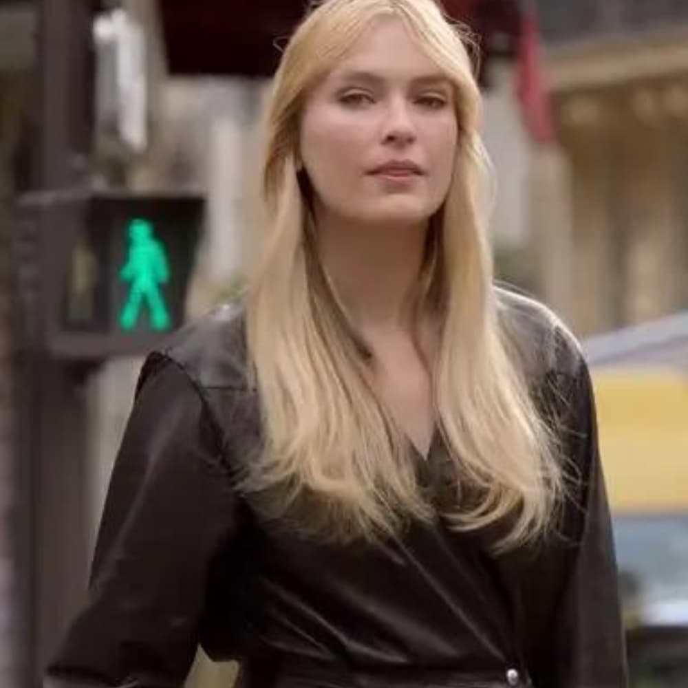 Emily In Paris Season 02 Camille Black Leather Coat
