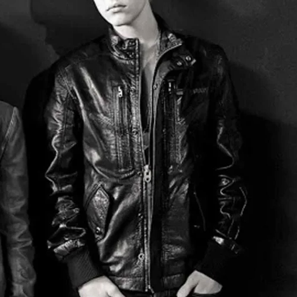 Justin Bieber Black Cafe Racer Leather Jacket
