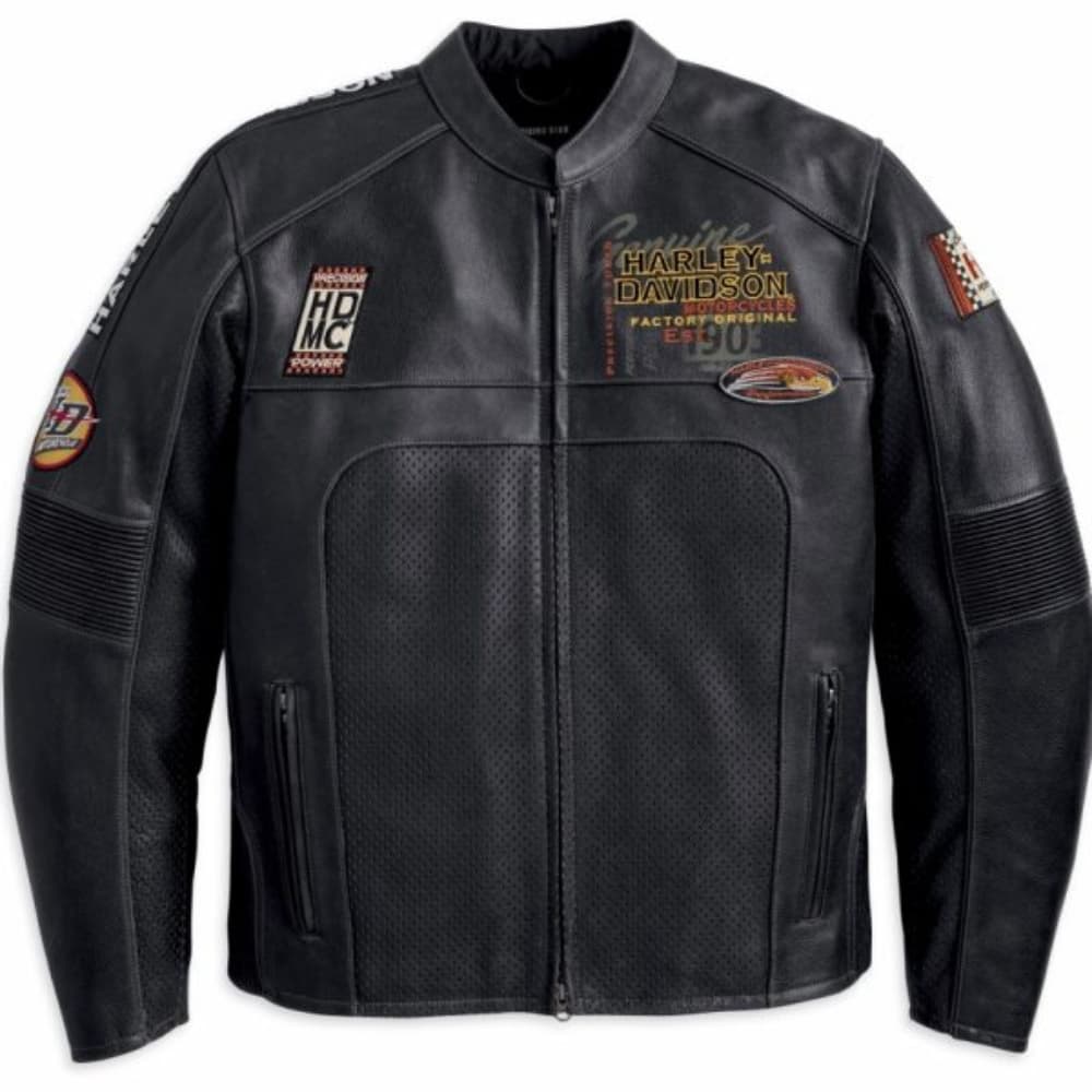 Men’s Harley Davidson Perforated Black Leather Jacket