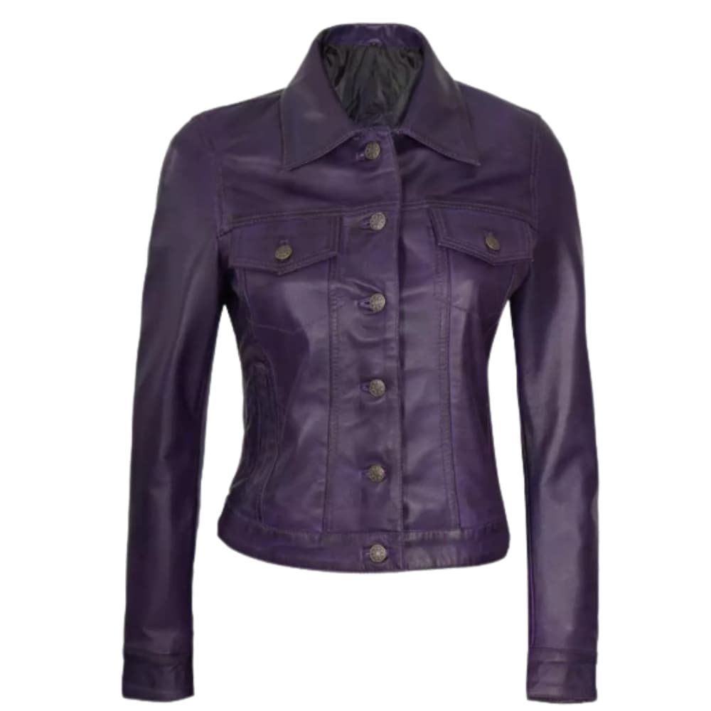 womens-purple-trucker-leather-jacket