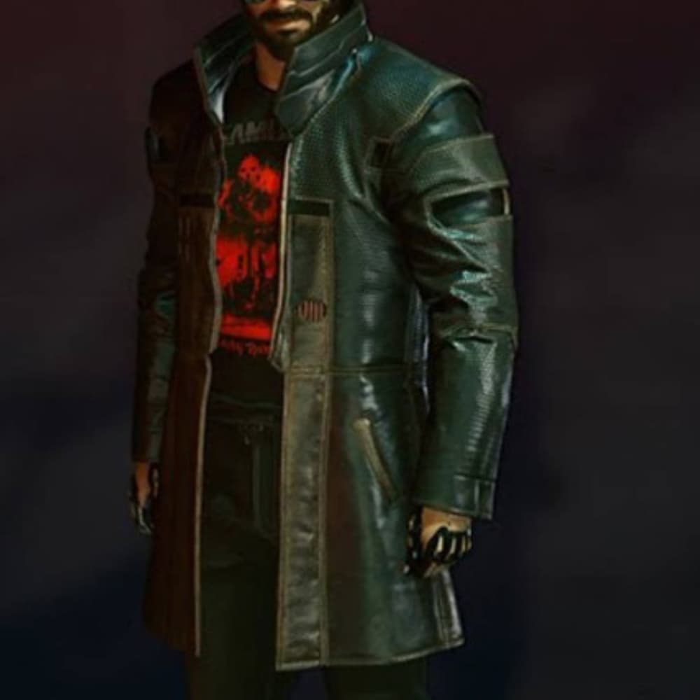 Cyberpunk 2077 Durable Motorcycle Black Leather Coat