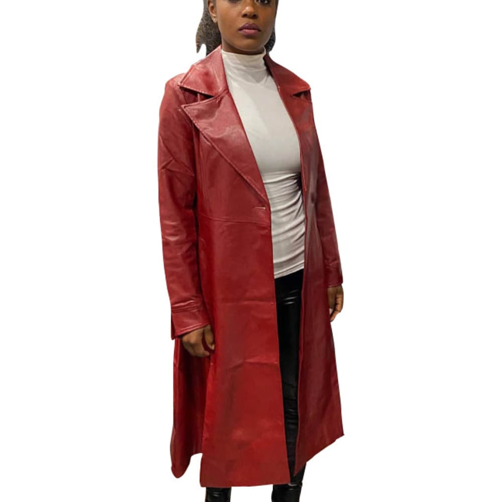 Exceptional Beings 2023 Ciarra Carter Red Leather Coat