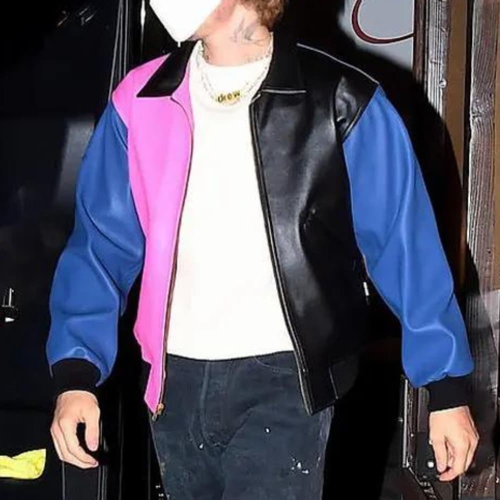 Justin Bieber Tricolor Bomber Leather Jacket