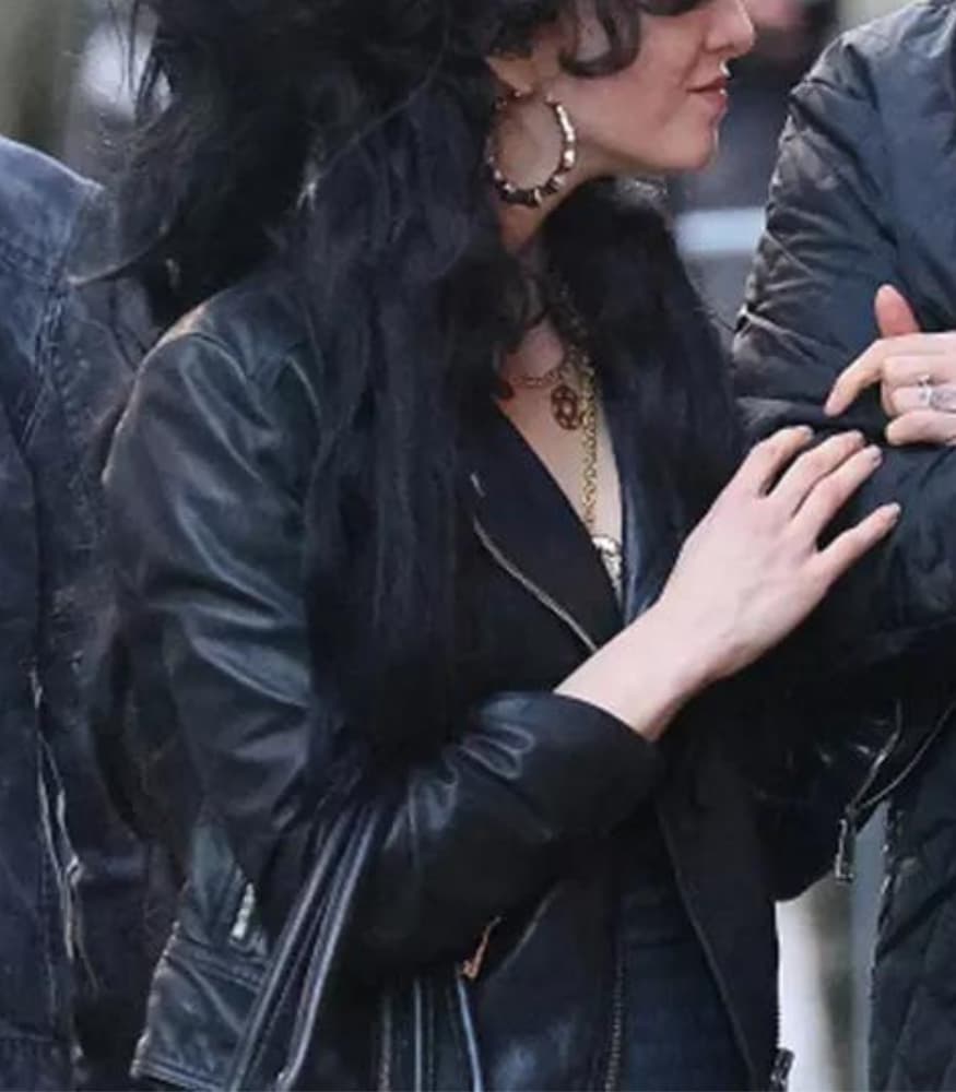 Back To Black 2024 Marisa Abela Black Biker Leather Jacket
