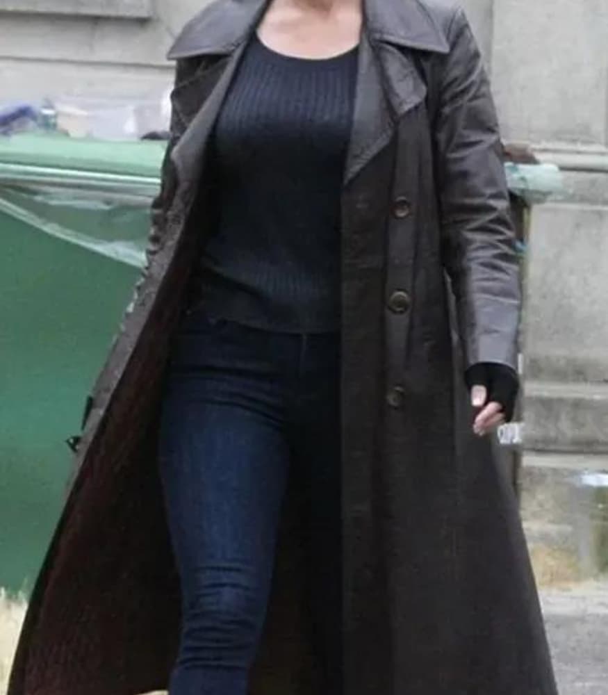 Alice Eve Cult Killer 2024 Cassie Holt Brown Trench Coat