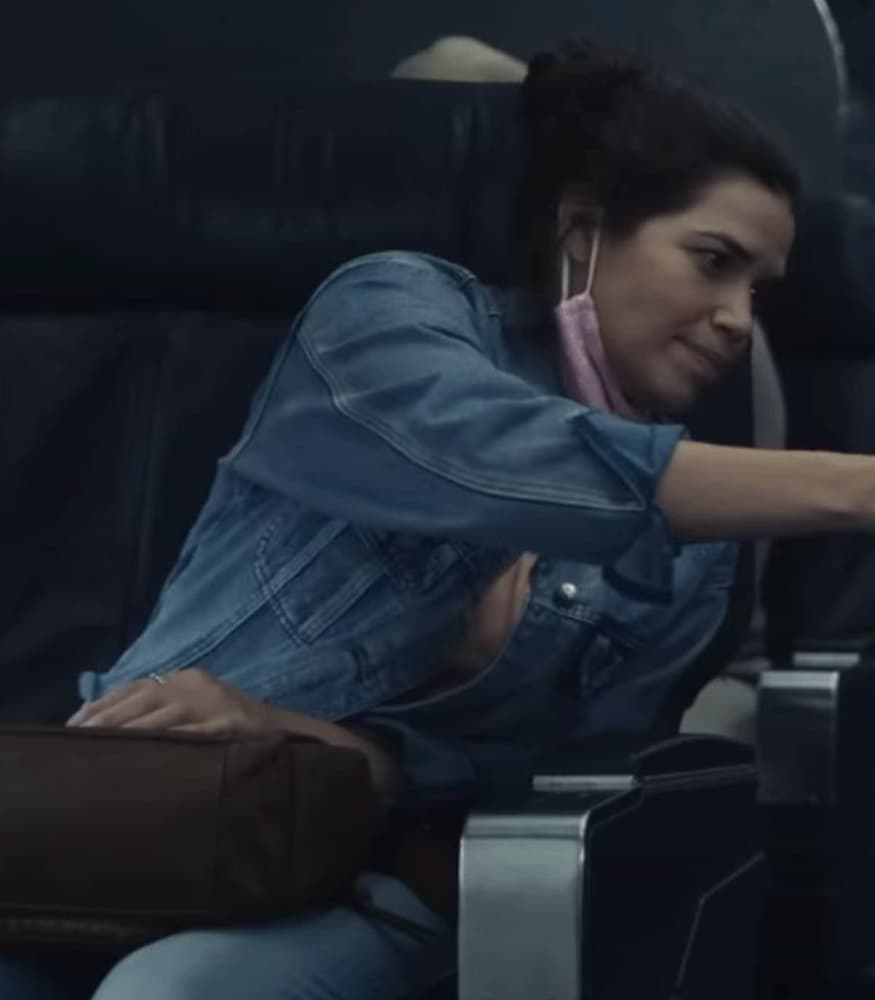 Dumb Money 2023 America Ferrera Blue Denim Jacket