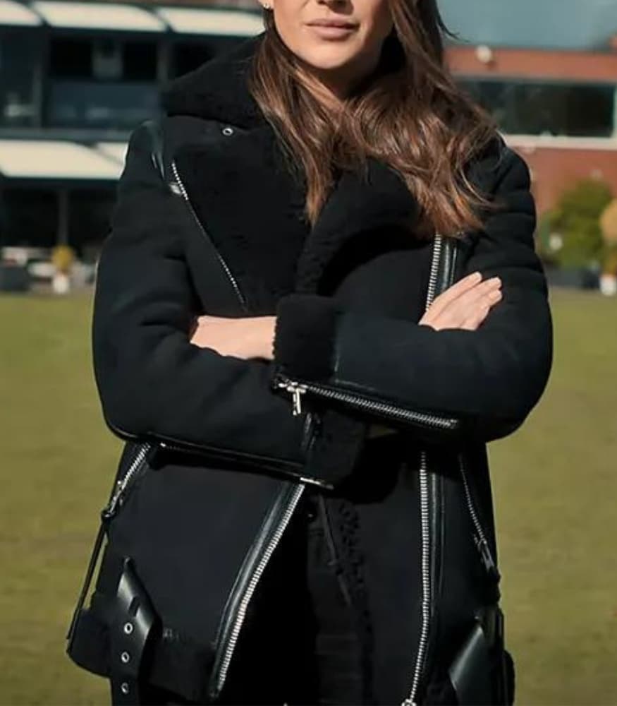 Fool Me Once 2024 Maya Stern Black Shearling Jacket
