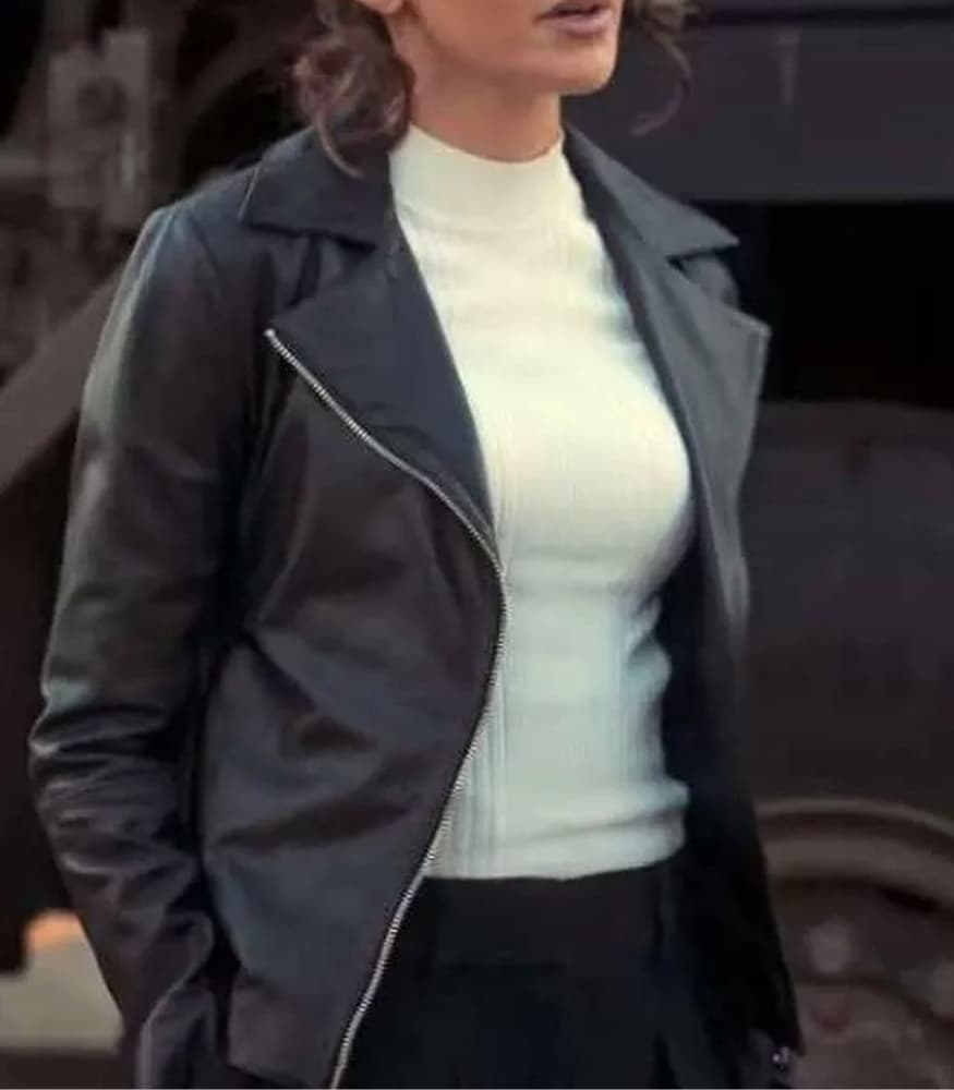 Fool Me Once 2024 Michelle Keegan Black Biker Leather Jacket