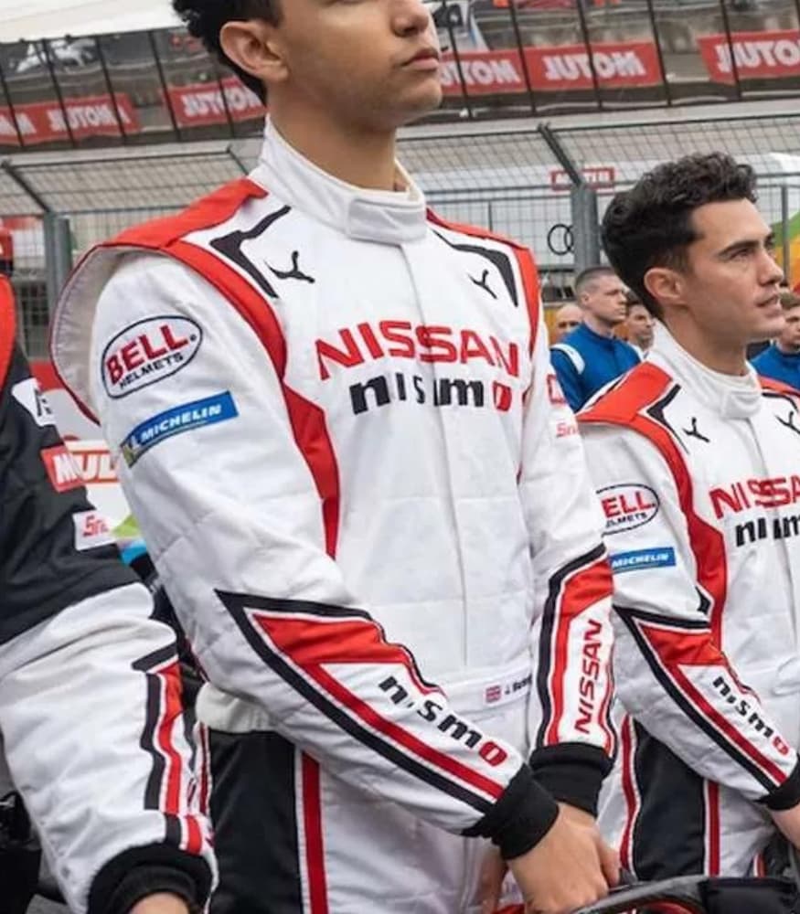 Gran Turismo 2023 Archie Madekwe White Leather Jacket
