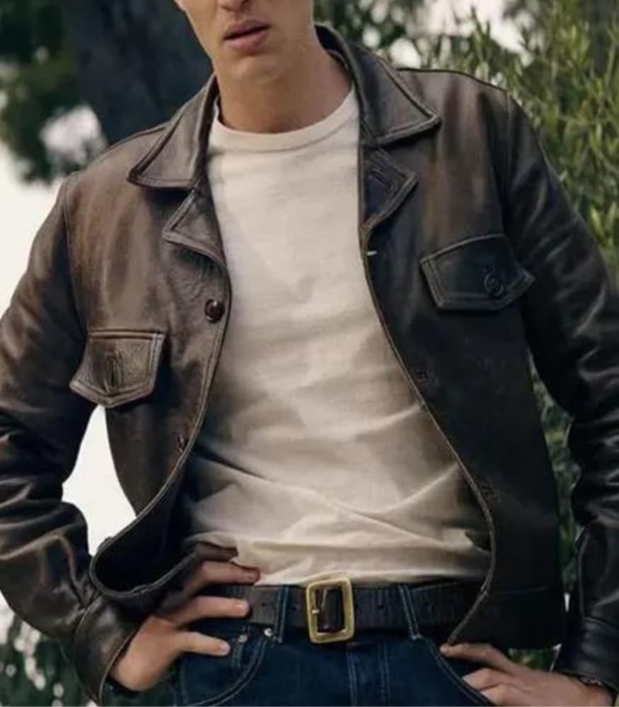 Monsieur Spade 2024 Oscar Lesage (Henri) Brown Leather Jacket