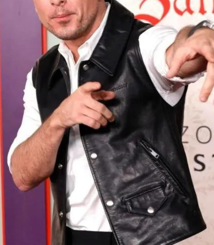 Saltburn Barry Keoghan Black Leather Vest