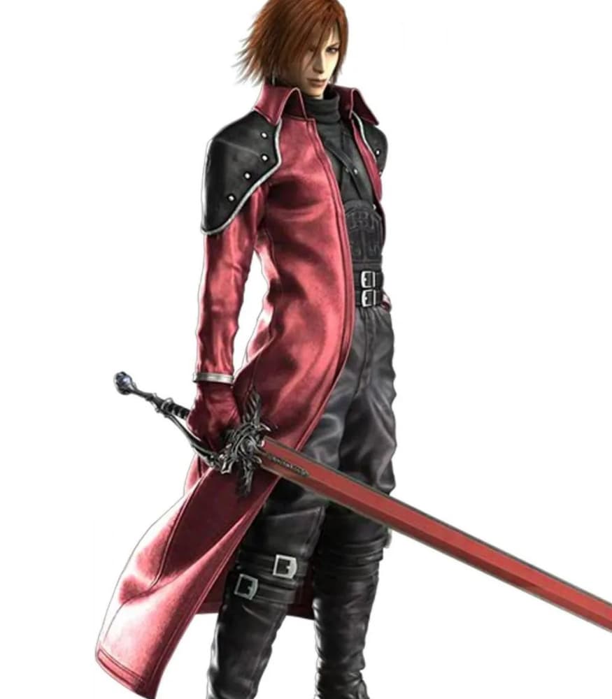 FFVII Genesis Rhapsodos Burgundy Leather Coat