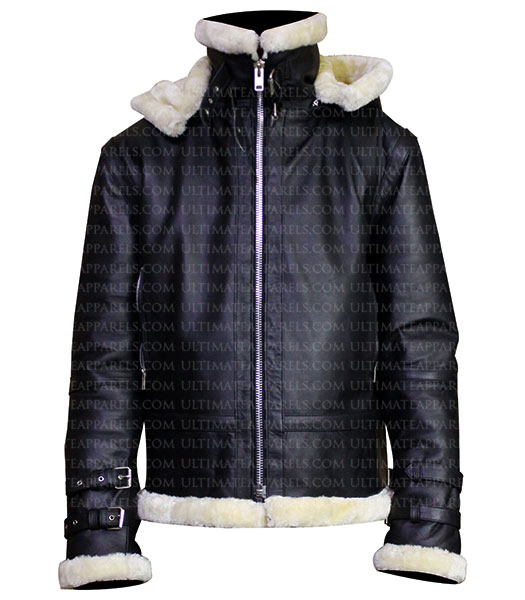 B3 SHEARLING BLACK BOMBER LEATHER JACKET